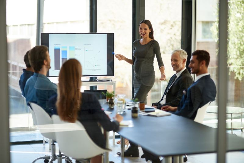 A woman running a presentation